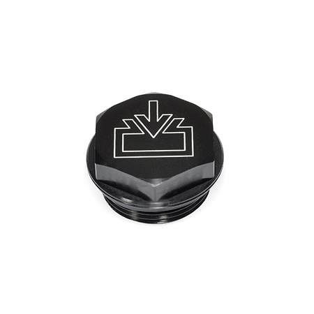 Ganter Verschlussschrauben mit und ohne Symbol, Viton-Dichtung, Aluminium, beständig bis 180 °C, schwarz eloxiert (GN 742-19-G1/4-OSS-2), VE: 25 Stück