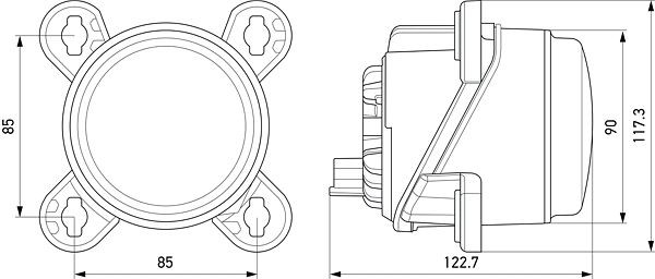 HELLA LED-Hauptscheinwerfer, 90mm Essential R80, 24/12V, rund, ECE, transparent, links/rechts, 1M0 015 050-111