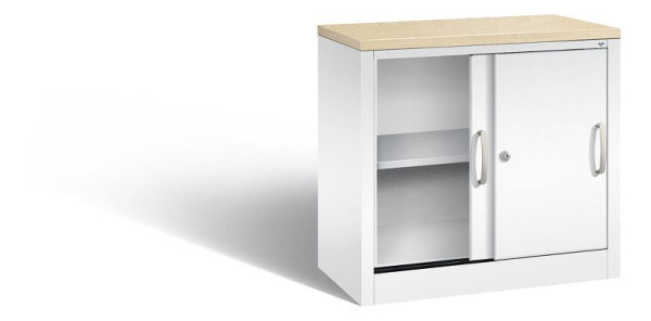 C+P Sideboard mit Schiebetüren Acurado, H720xB800xT400mm, Farbe: Verkehrsweiß, Bügelgriff, 2 OH, 5722-00 S10433