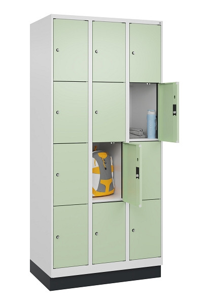 C+P Schließfachschrank Evolo PLUS, mit Sockel, 12 Fächer, 1950x900x500mm, 9016/6, 049020-304 S10019