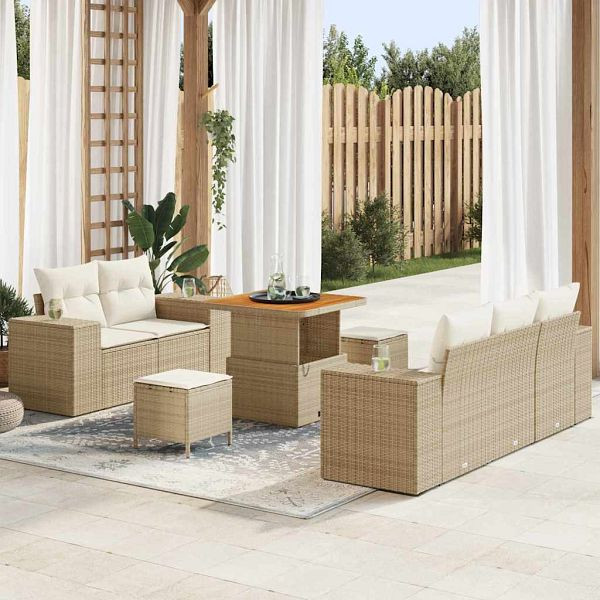 vidaXL Garten-Sofa-Set 8-teilig Beige und Creme 80 x 80 x 71 cm, 3363896
