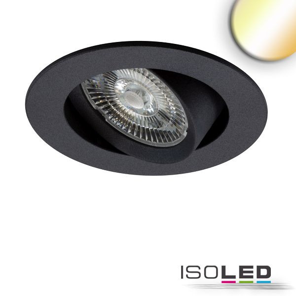 ISOLED LED Einbauleuchte Slim68 Alu schwarz, rund, 6W/6W, 24V DC, weißdynamisch 2700-5700K, 115604