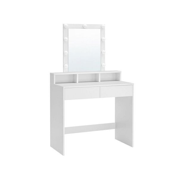 VASAGLE Schminktisch mit LED-Beleuchtung Weiß, RDT114W01