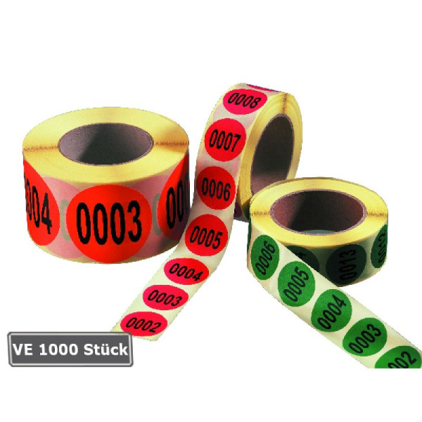 Stein HGS Lageretiketten, fortlaufend nummeriert, VPE 1000 Stück auf Rolle, grün, VE: 1000 Stück, 32.3538-03