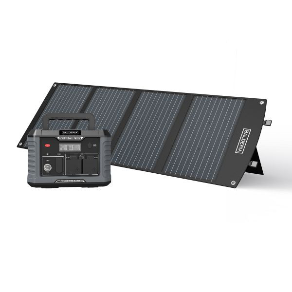 BALDERIA Power Set PS1000-120 Mobiler Stromerzeuger/Stromspeicher/Solar-Generator: Tragbare Powerstation 1000W + Solarpanel 120W, PPS1000-SP120, 4262354946915