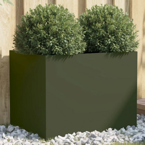 vidaXL Pflanzkübel Olivgrün 62x47x46 cm Stahl, für Heimwerker, 841604