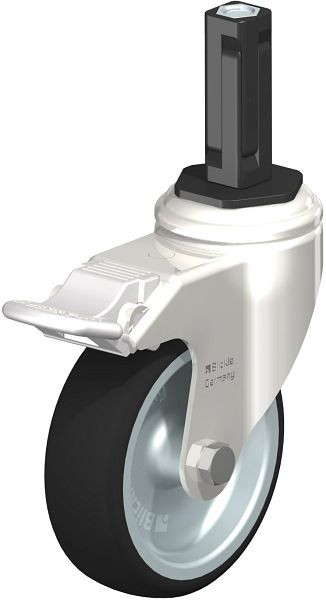 Blickle LKRXA-PATH 101G-11-FI-EXV12 Edelstahl-Apparate-Lenkrolle mit Expander & Feststeller, Thermoplastisches Polyurethan, Grau, 853430