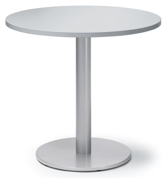 Deskin Besprechungs- und Konferenztisch MODUL, Platte Dekor Lichtgrau, Gestell Alusilber RAL 9006, Durchmesser 800 mm, H 735 mm, 275536