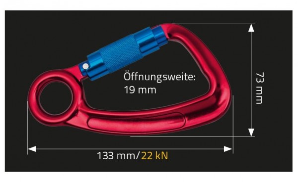 MAS Karabinerhaken, MAS 52, Aluminium, 22 kN, Autolock-Verschluß, 52526