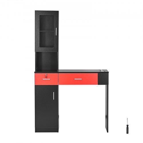 VEVOR Salonstation, Wandmontage, Friseursalonstation für Friseure, Beauty-Spa-Möbelset, 1 Lagerschrank, 3 Fächer und 2 Schubladen, SLJSLJJTZS002VRD7V0