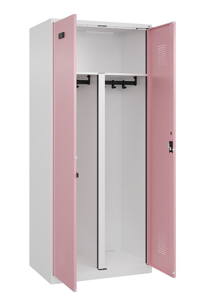 C+P PSA Schwarz-Weiß-Spind Evolo PLUS, 2 Abteile, 1850x800x500mm, 9016/3015, Zylinderschloss, 049002-22P S10045