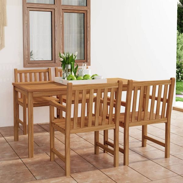 vidaXL 5-teilig Garten-Essgruppe Massivholz Teak, 3059943