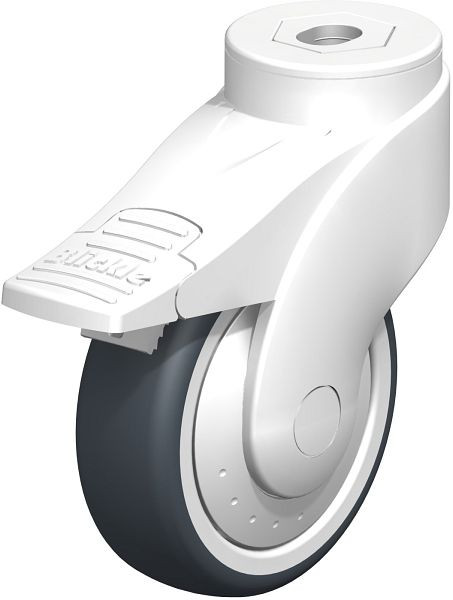Blickle LWK-TPA 101K-FI-FK Kunststoff-Lenkrolle WAVE mit Rückenloch & Feststeller, Thermoplastisches Gummi-Elastomer, Grau, 743075
