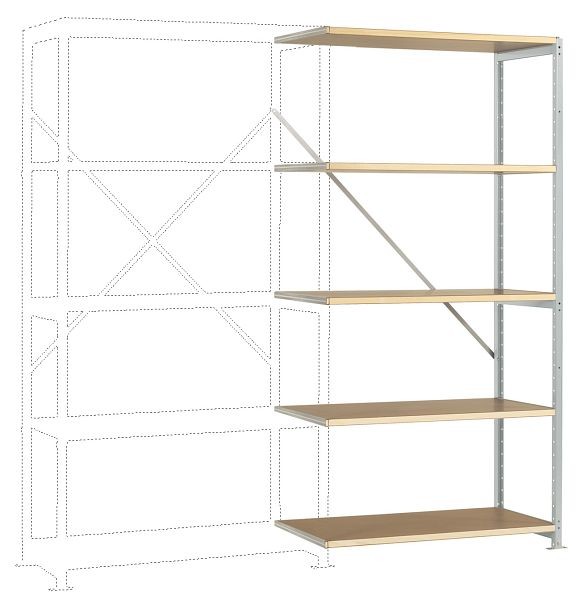 Manuflex Schweres Fachboden-Steckregal Anbauregal mit 5 Holzverbundböden, HxBxT = 2000 x 1000 x 600 mm, lichtgrau, RP1113.7035