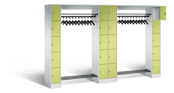 C+P Offene Garderobe Serie 8070, H1950xB2840xT480mm, Farbe: Lichtgrau / Viridingrün, 80730-20 S10046