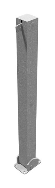 Schake Absperrpfosten Stahlrohr 70 x 70 mm umlegbar, für Vorhangschloss, für Dübel Befestigung mit Bodenplatte 100 x 150 mm, feuerverzinkt, ohne Öse, 470UV