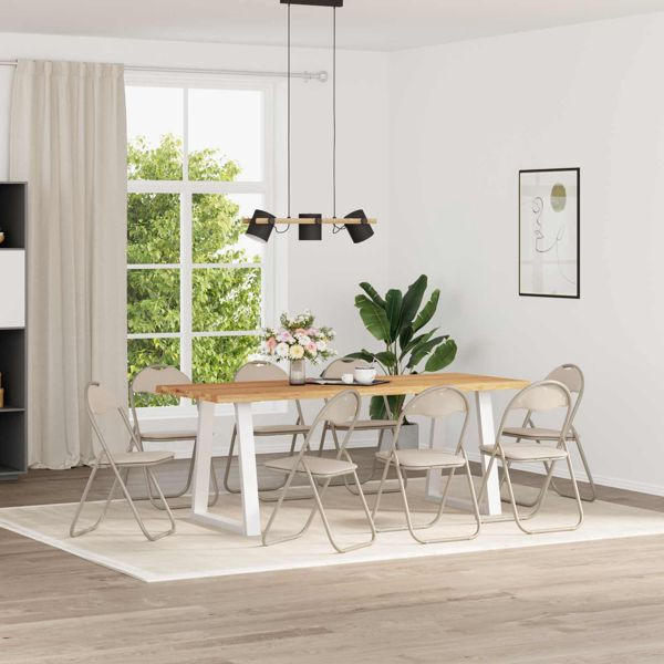vidaXL Klappstuhl 8-teilig Sand 48 x 43,5 x 81 cm Kunstleder, 42029053