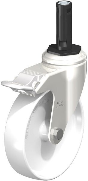 Blickle LKRXA-PO 126G-11-FI-EXR12 Edelstahl-Apparate-Lenkrolle mit Expander & Feststeller, Polyamid, Weiß, 853557