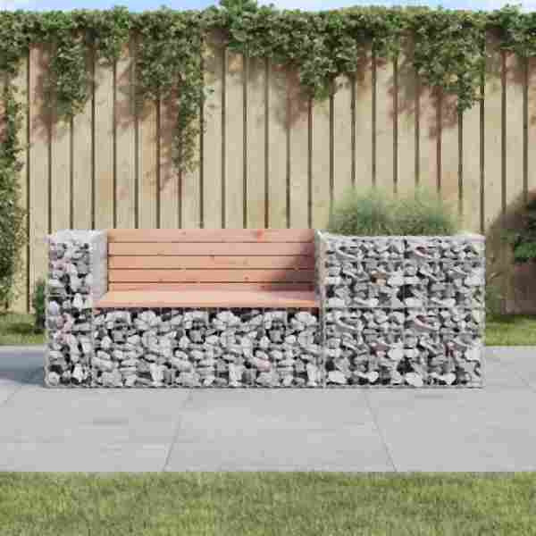 vidaXL Gartenbank mit Gabione Massivholz Douglasie, 3196243