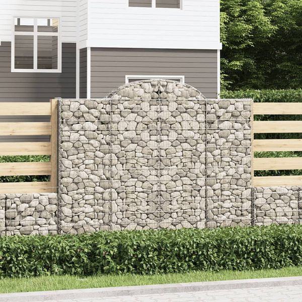 vidaXL Gabionen mit Hochbogen 6 Stück 200x50x160/180cm Verzinktes Eisen, 3146387
