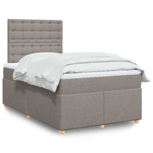 vidaXL Boxspringbett mit Matratze Taupe 120x200 cm Stoff, 3291265