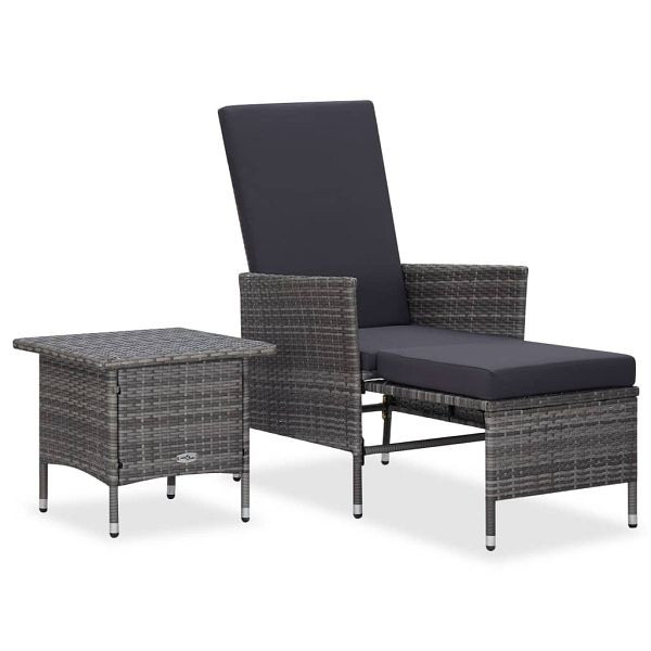 vidaXL 2-teilig Garten-Lounge-Set mit Kissen Poly Rattan Grau, 310233
