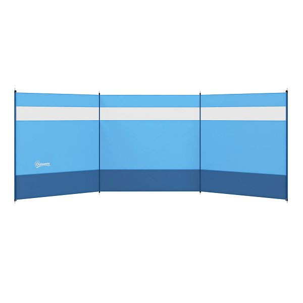 Outsunny Windschutz mit Sichtfenster und Tragetasche, Stahlstangen, 440x140cm, Blau, A20-406V00LB