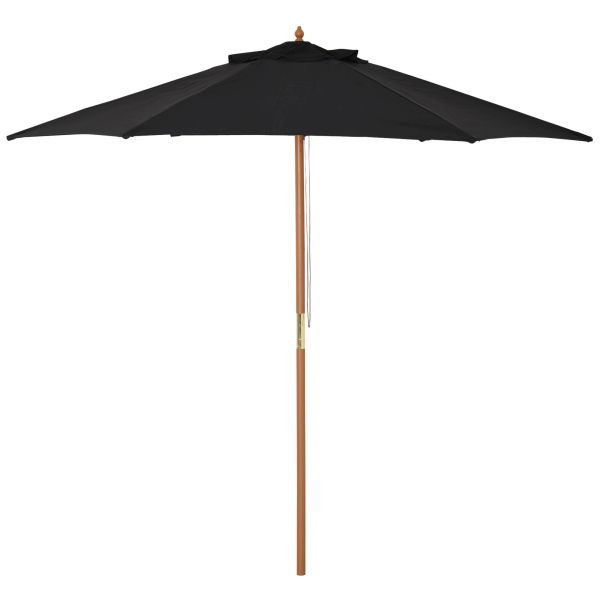 Outsunny Sonnenschirm Gartenschirm 3-stufig Bambus 180/㎡ Polyester Schwarz, 84D-056BK