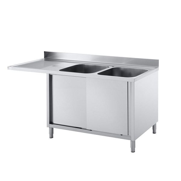Vaiotec TOPLINE Spülcenter 600 / 2 Becken rechts mit Schiebetüren L: 1800 mm, 10802