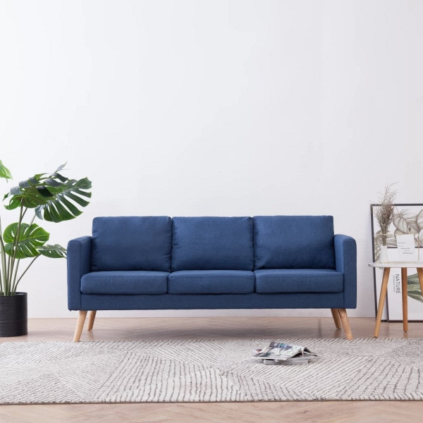vidaXL 3-Sitzer-Sofa Stoff Blau, Holzrahmen, 281356, 8719883569604