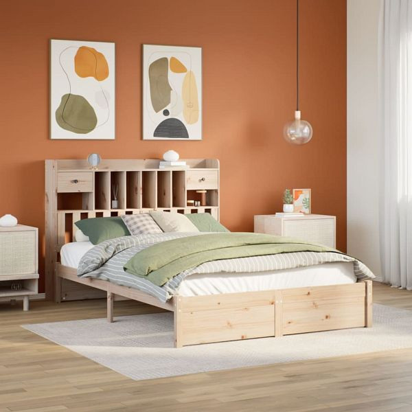 vidaXL Massivholzbett mit Regal ohne Matratze 140x190 cm Kiefer, 3322411
