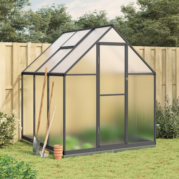 vidaXL Gewächshaus mit Fundamentrahmen Anthrazit 169x169x202 cm Alu, 4005833