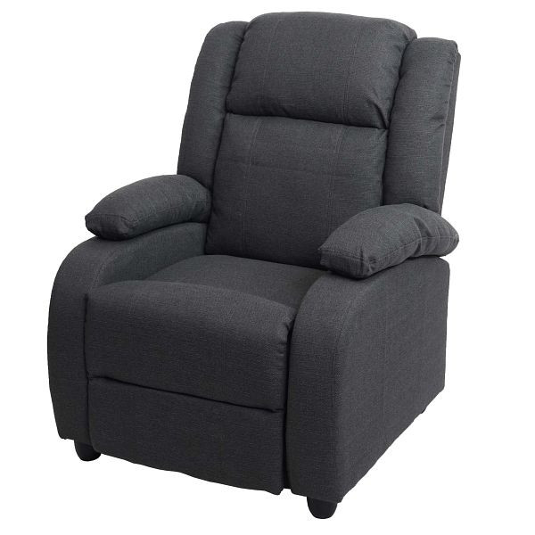Mendler Fernsehsessel Lincoln, Relaxsessel Liege Sessel, Stoff/Textil, dunkelgrau, 74672+74673