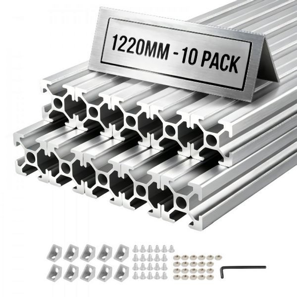 VEVOR 2020 Aluminiumprofil 10 Stk. 122 cm, Eloxiert, EU-Standard, für 3D-Drucker, CNC-DIY, Werkbänke, Silber, TXOBLXCDGYS2T5NQP001V0