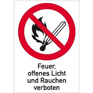 Moedel Feuer, offenes Licht und Rauchen verboten, Kombischild, Kunststoff, 210x297 mm, 58746
