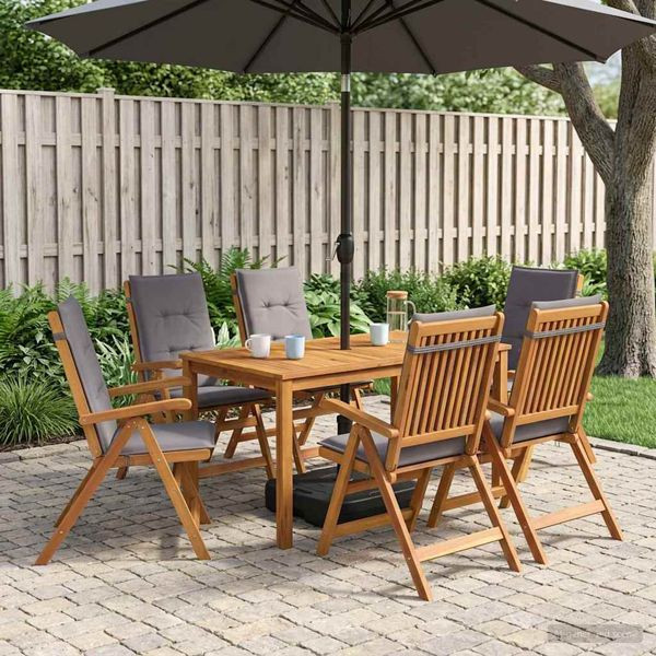 vidaXL 7-Piece Garden Dining Set Natur Massivholz Akazie, 3434561