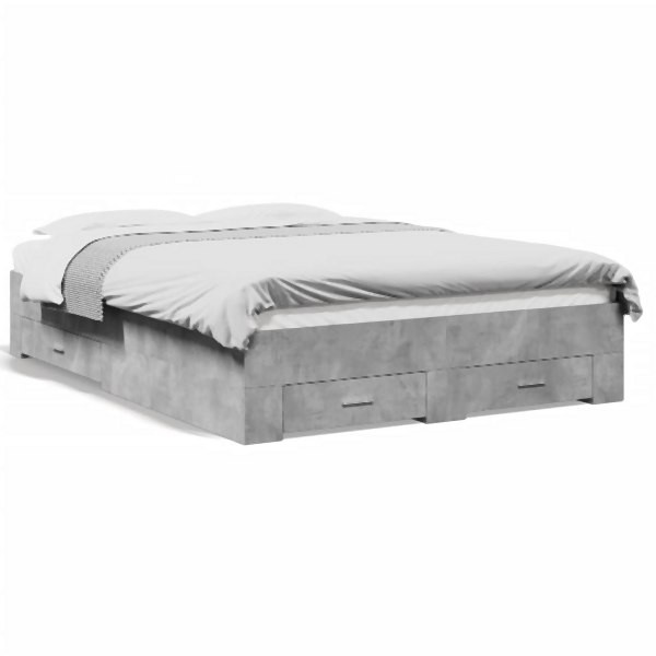 vidaXL Bettgestell mit Schubladen Betongrau 120x190 cm Holzwerkstoff, 3280415