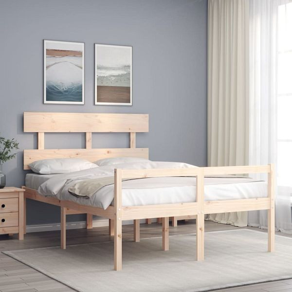 vidaXL Seniorenbett mit Kopfteil 140x190 cm Massivholz, 3195331
