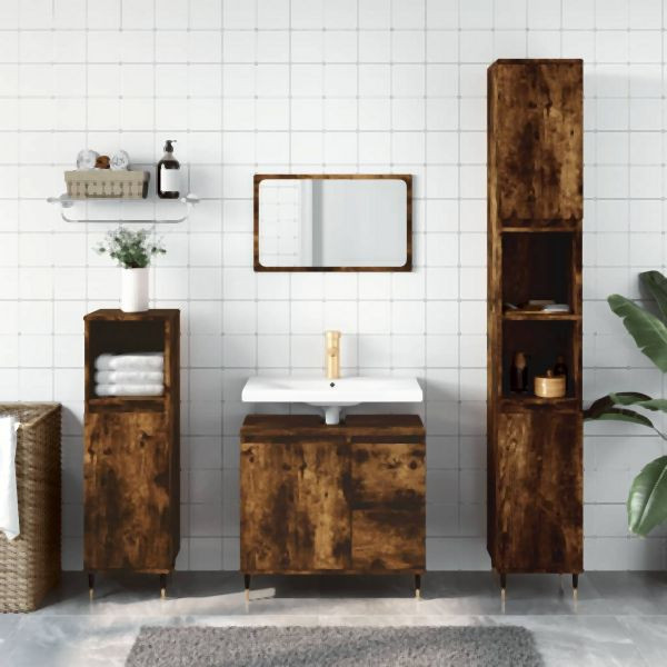 vidaXL Badschrank Räuchereiche 30x30x190 cm Holzwerkstoff, 831529