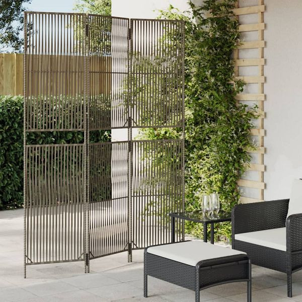 vidaXL Paravent 3-teilig Grau Poly Rattan, 365390, 8721012244320
