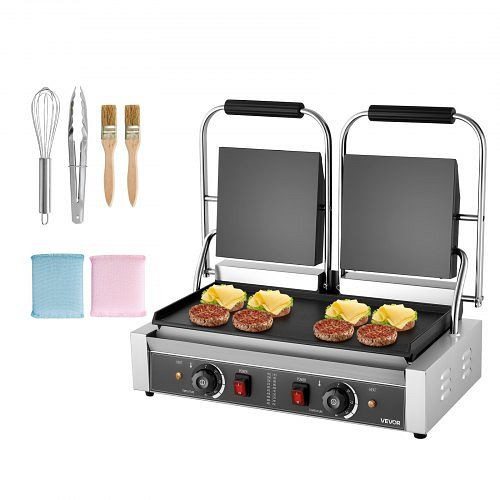 VEVOR kommerzieller 3600 W Elektrogrill Sandwichmaker, Doppelbackplatten aus Edelstahl, 48x23 cm Emailleplatte, SYYBDBL3600WWHB9V002V2