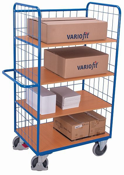 VARIOfit Etagenwagen hoch mit klappbaren Etagenböden, Außenmaße: 1.200 x 700 x 1.890 mm (BxTxH), sw-700.250