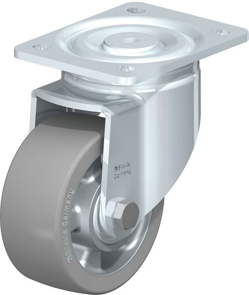 Blickle LH-ALTH 127K-AS Stahlblech-Lenkrolle, Schwerlast-Ausführung, mit Anschraubplatte, Blickle Extrathane®, Grau, 739930