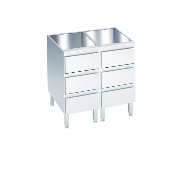 CHROMOnorm Schubladenblock mit 6 Schubladen, Tiefe 660 (700)mm Länge 800mm, ohne Tischplatte, S30708U0000