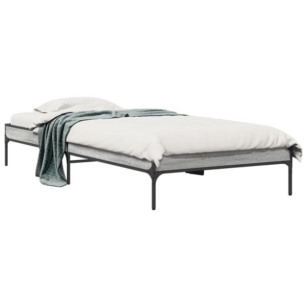 vidaXL Bettgestell Grau Sonoma 90x200 cm Holzwerkstoff und Metall, 845034