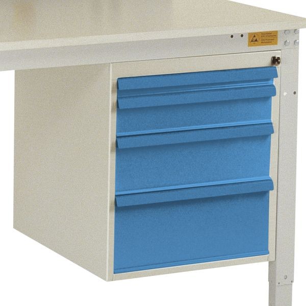 Manuflex ESD-Gehäuse-Unterbau, Nutzhöhe 500 mm mit 4 Schubfächern, für Tischtiefe 1000 mm, Lichtblau, LZ4763.5012