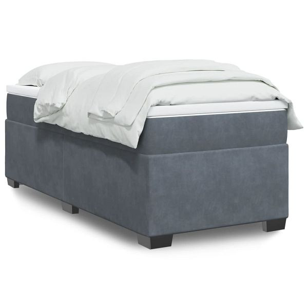 vidaXL Boxspringbett mit Matratze Dunkelgrau 90x200 cm Samt, 3285258