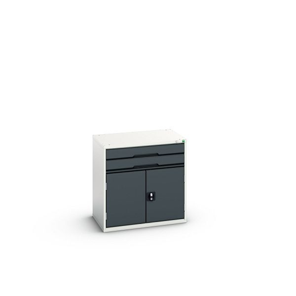 bott verso Schubladenschrank mit Flügeltür, mit 2 Schubladen und Fachboden, BxTxH: 800 x 550 x 800 mm, Lichtgrau / Anthrazitgrau, 16925116.19