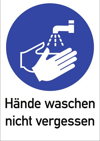 Moedel Hände waschen nicht vergessen ISO 7010, Kombischild, Folie, 210x297 mm, 103660