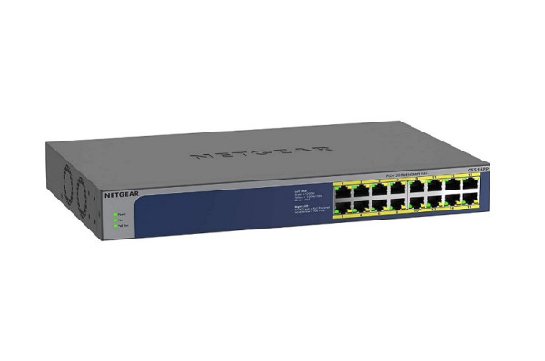 Netgear 16-Port Gigabit Ethernet unmanaged PoE+ Switch, 260W, GS516PP-100EUS
